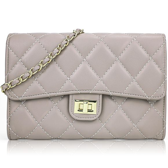 Grey Quilted Crossbody Bag Ladies Small Purses Trendy Mini Shoulder Bag B) - Picture 1 of 7
